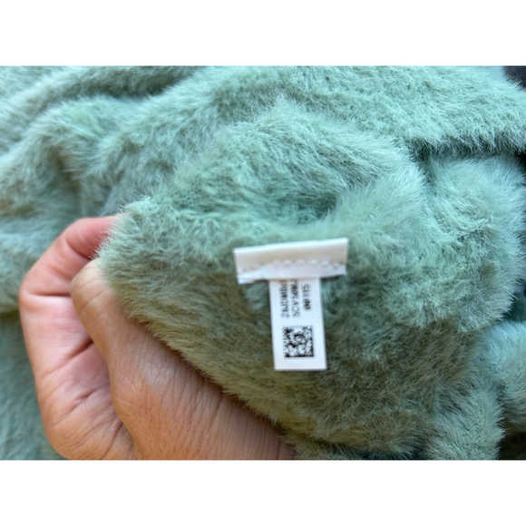 Women's Aerie Green Fuzzy Cropped Cardigan XL - Picture 6 of 9